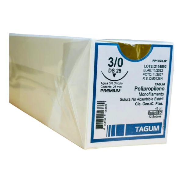 Sutura nylon 3-0 aguja 25 mm 3/8 cortante | Caja c/12 Genérico - Imagen 2