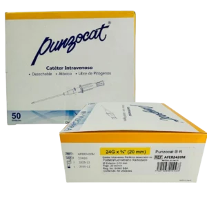 Catéter Intravenoso PunzoCat 24G x ¾” (20 mm) – Caja con 50 unidades
