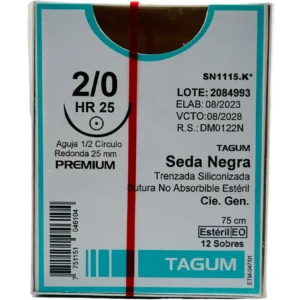 Seda Negra T. 2-0,25Mm 1/2Cir Ah 75Cm Tg
