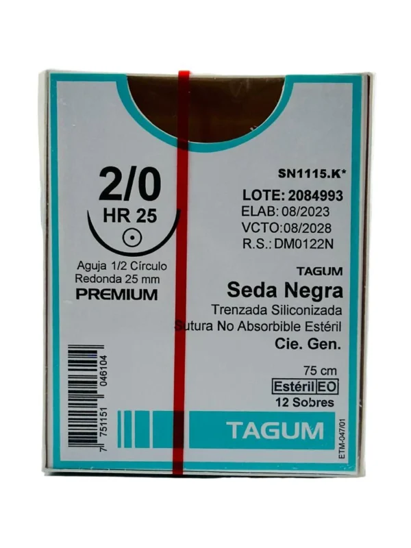 Seda Negra T. 2-0,25Mm 1/2Cir Ah 75Cm Tg