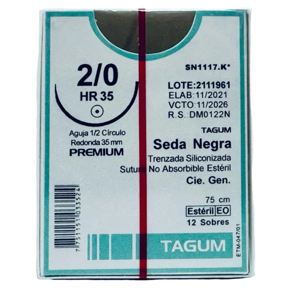 Seda Negra T. 2-0,35Mm 1/2 Cir. 75Cm Tg - Imagen 3