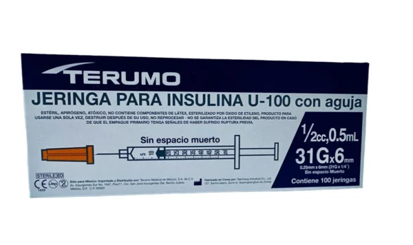 Jeringa 1 Ml Insulina 31X0.6 C/100 Terum