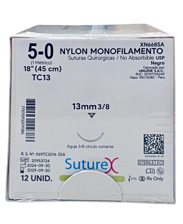 Sutura nylon 5-0 aguja 13 mm 3/8 cortante | Caja c/12 Genérico - Imagen 4
