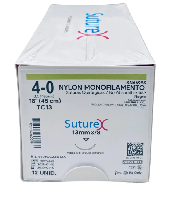 Sutura nylon 4-0 aguja 13 mm 3/8 cortante | Caja c/12 Genérico - Imagen 2