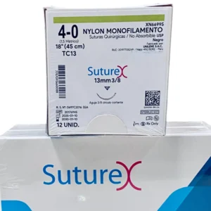 Sutura nylon 4-0 aguja 13 mm 3/8 cortante | Caja c/12 Genérico