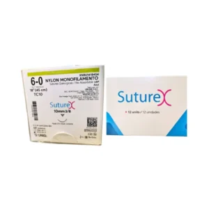 Sutura nylon 6-0 aguja 10 mm 3/8 cortante | Caja c/12 Genérico