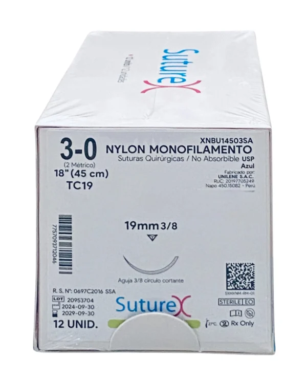 Sutura nylon 3-0 aguja 19 mm 3/8 cortante | Caja c/12 Genérico - Imagen 4
