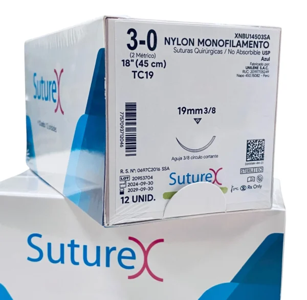 Sutura nylon 3-0 aguja 19 mm 3/8 cortante | Caja c/12 Genérico - Imagen 3