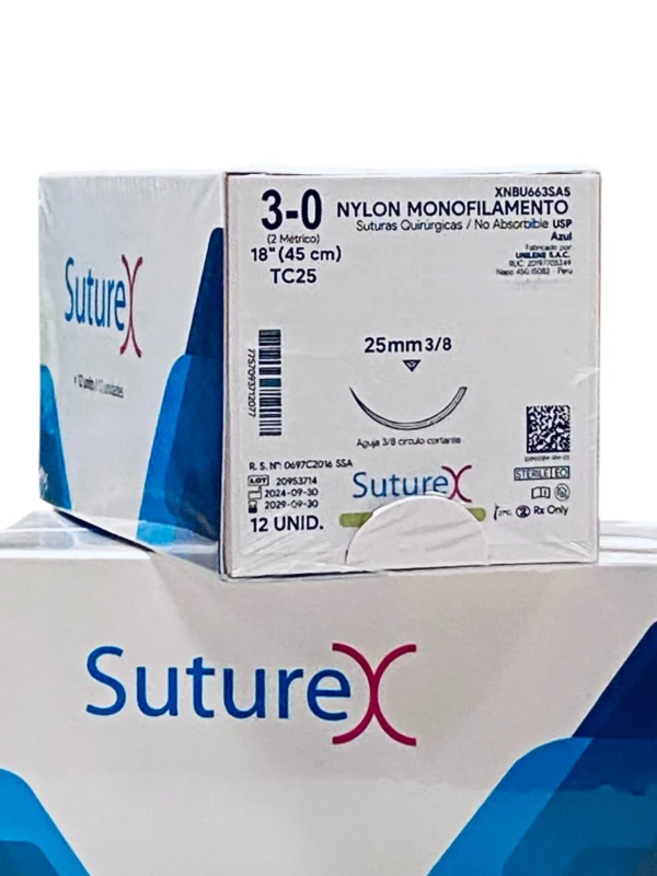 Sutura nylon 3-0 aguja 25 mm 3/8 cortante | Caja c/12 Genérico - Imagen 3