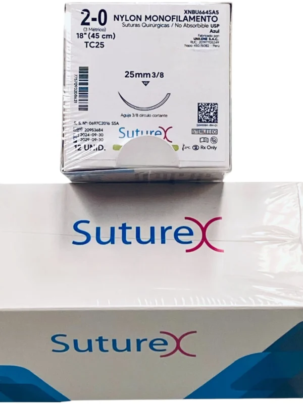 Sutura nylon 2-0 aguja 25 mm 3/8 cortante | Caja c/12 Genérico - Imagen 2