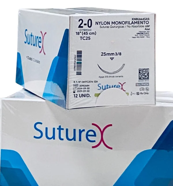 Sutura nylon 2-0 aguja 25 mm 3/8 cortante | Caja c/12 Genérico - Imagen 3