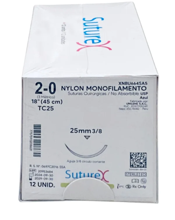 Sutura nylon 2-0 aguja 25 mm 3/8 cortante | Caja c/12 Genérico - Imagen 7
