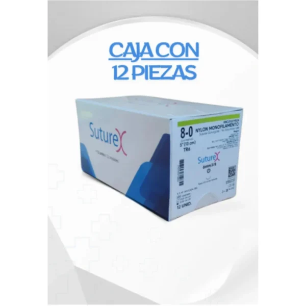 Sutura nylon 8-0 3/8 cortante | Caja c/12 Genérico - Imagen 2