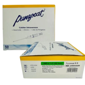 Catéter Intravenoso PunzoCat 18G x 1¼” (32 mm) – Caja con 50 unidades